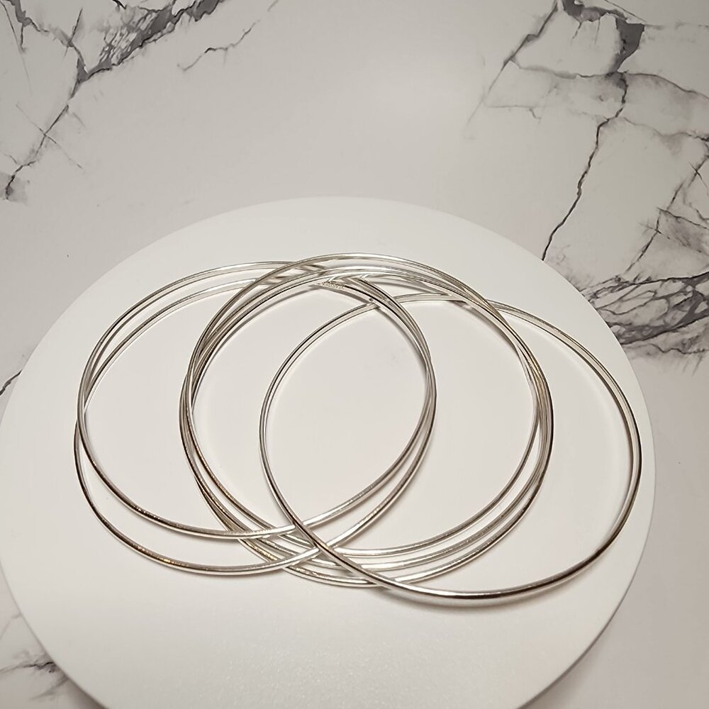 925 Set of Silver intertwined bangle bracelets - Picture 4 of 6